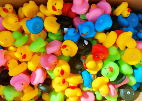 DZTIAN 12 (12) Pcs Multicolored Mini Multicolor Rubber Ducks Baby Bath Ducky Bathtub Pool Squeaky Little Duck Toys