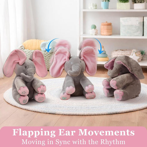 0 Dimple Kaia Elephant Stuffed Animal Toy - Animated Plush Pink Singing Elephant, Interactive Musical Peek-a-Boo