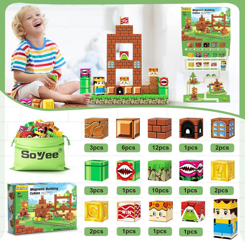 Magnetic Blocks Building Toys - Build Mine Magnet World Set, Magnet Toys for Boys & Girls Ages 5-7, Buildable Game