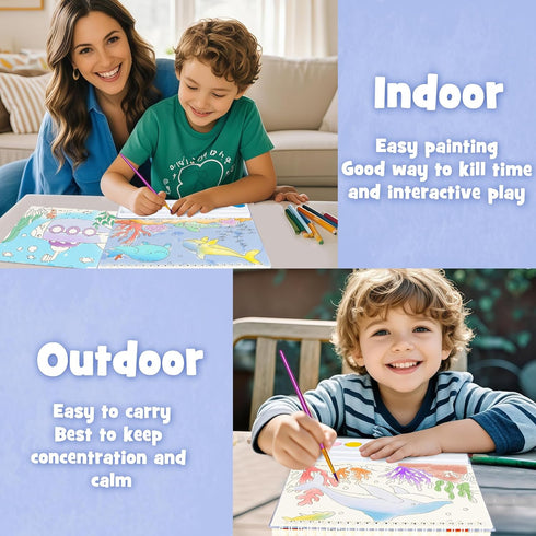 Set, 3-5 Paint with Water Books for Kids, Watercolor Coloring Book Mess Free Watercolor Painting Arts and Crafts Water