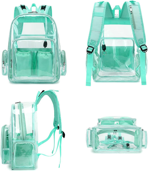 Clear Diaper Bag Backpack for Baby Girls Boys, Nappy Changing Bags for Women (Mint Green)