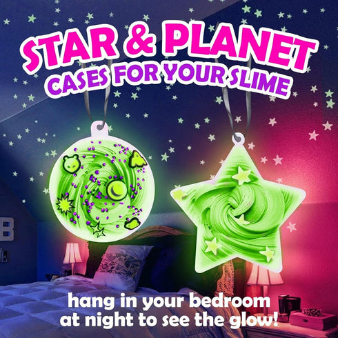 812, Set Original Stationery Galaxy Slime Kit for Kids Ages DIY Space Slime with Glow-in-The-Dark Stickers & Galactic