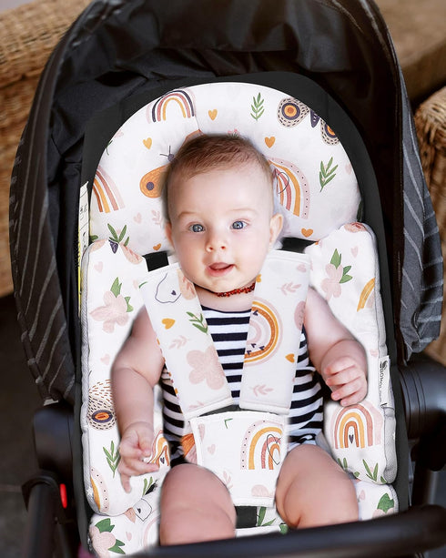 3 2-in-1 BOMOLOUR Infant Insert, Enlarged Head Support for Baby, Reversible Newborn Insert with Strap Covers, Baby