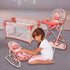 Set, 3-1 18 inch 18" 3-5,4-6,5-7,8-10 Floral Baby Doll Accessories Baby Doll Crib, Baby Doll High Chair & Bouncer Seat.