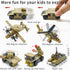 WW2 Army Building Blocks Toys Set, Create German Dora Heavy Cannon Model or 16 Small Military Vehicles for Boys 6+