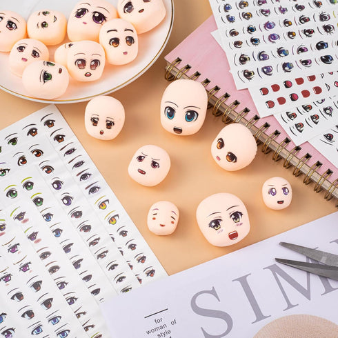 Joez 12Pcs Water Eye Stickers for Dolls, Cute Cartoon Eye Water Decals for Doll Clay Accessories