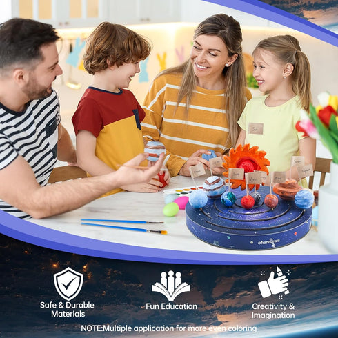 Solar System Project Kit for Kids, Mixed Sized Foam Balls, Painting Tools and Disc Planetary Orbits, DIY Planets Model