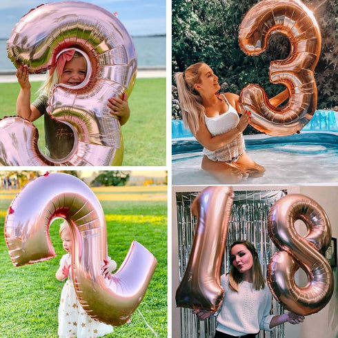40 Inch Large Rose Gold Number 1 Balloon, Jumbo Mylar Foil Helium Balloons for Birthday Party Decorations