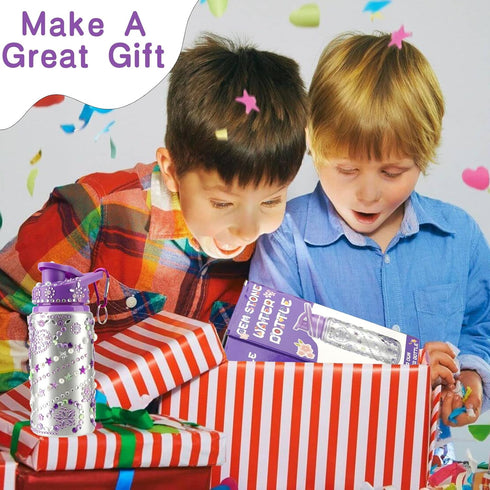 DIY Decorate Your Own Water Bottle for Girls, Gift for Kids, Purple Arts and Crafts Kits, Back to School Supplies