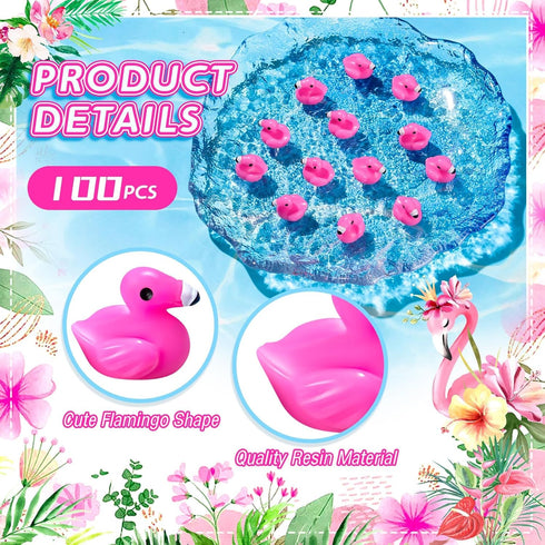 200Pcs Mini Resin Flamingo Ducks, Cute Figurines for Cake Topper, Garden Dollhouse Landscape Aquarium Ornaments