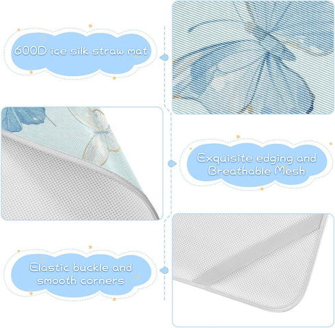 SyXIOP 28" 52" Watercolor Butterflies Light Blue Cooling Baby Crib Mattress x washablraining Pads for Baby&Toddler