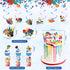 48 Pieces Art Birthday Party Supplies, Colorful Latex Balloons, Birthday Banner, Hanging Swirl Cake Cupcake Toppers for