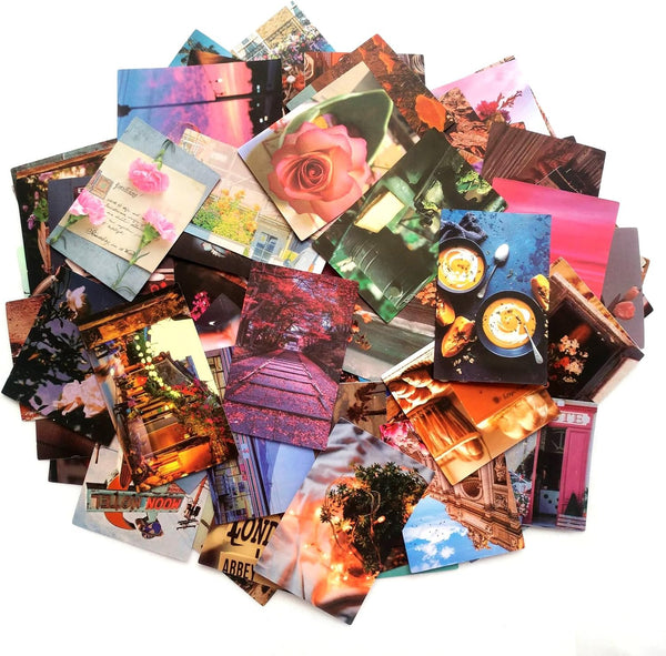 100Pcs Vintage Scrapbooking Stickers Supplies Kit, Aesthetic Scenery Traveler Decor for Junk Bullet Journals and