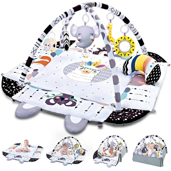 Baby Gym Play Mat, 8-in-1 Tummy Time Mat & Activity Gym, Washable