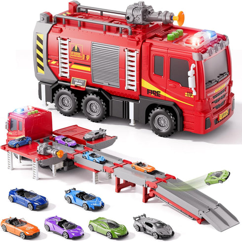 Xelabrion Fire Trucks Toy Set for Boys Age 3-5 4-7, Fire Car Truck