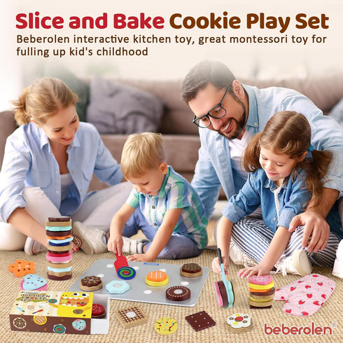 Set 1-3 3 4 5 Wooden Cookie Play Food for Kids Kitchen Accessories Food Toys for Toddlers Pretend Play Slice and Bake