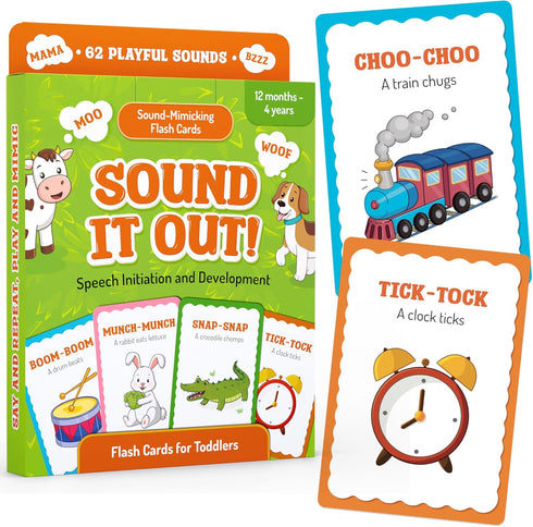 Speech Therapy Flash Cards for Toddlers 1-4, Learning Toys for Speech Development and Phonics