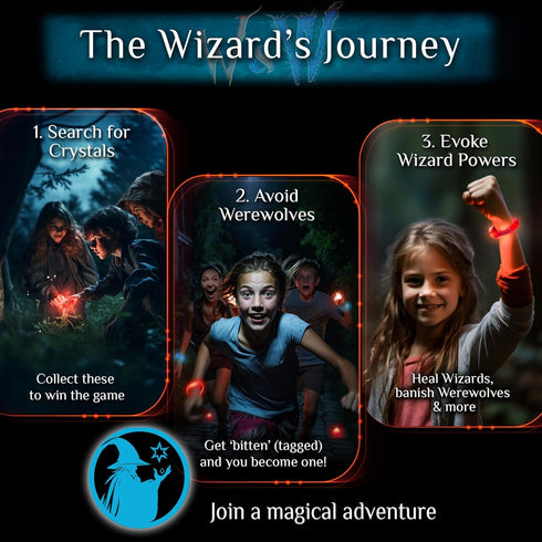 A Magical Glow-in-The-Dark Outdoor Game: Wizards & Werewolves | 4-10 Players | Scavenger Hunt for Kids