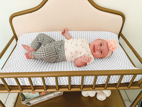 Premium Baby Changing Pad Covers 4 Pack - Pure Cotton Machine Washable Grey and White Changing Table Cover