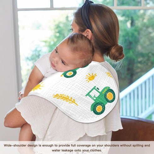 Mazeann 2 Pack Fall Farm Tractor Burp Cloths Baby Boys Girls Absorbent Soft Cotton Burping Cloths Rags
