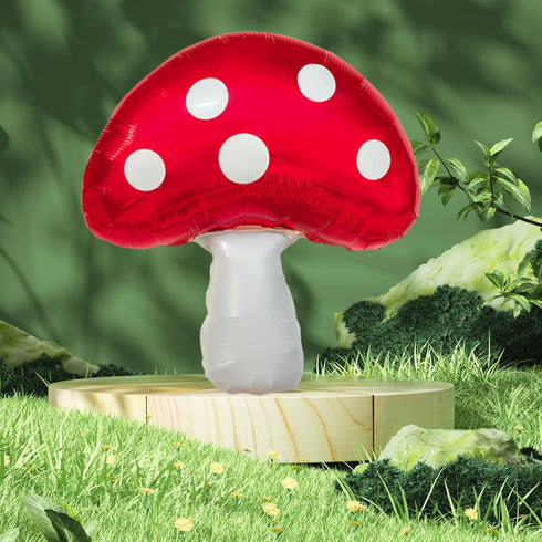 6 31 21 PCS Mushroom Balloons with Red & White Polka Dots, Forest/Garden Party Theme Party Decor, Cute Mushroom