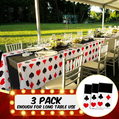 3 Pcs Casino Theme Party Decorations, Poker Tablecloth and Disposable Table Cover for Game Birthday Party Supplies (51
