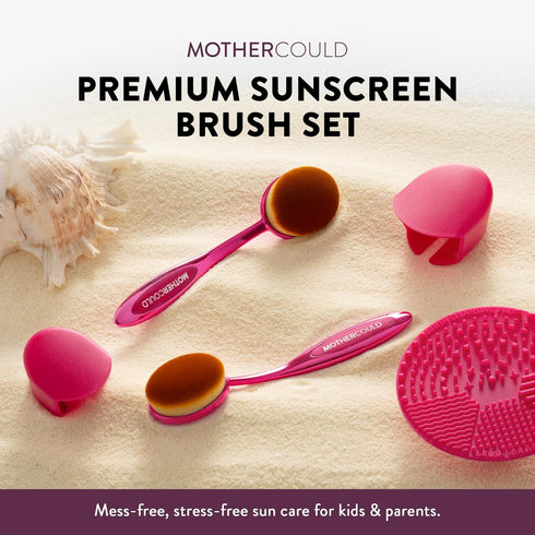 Set 2 2 (2 Pack) Mothercould Premium Sunscreen Brush Kids & Baby Sunblock Applicator with Metal Handles, Travel Bag