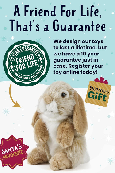 7 inches Living Nature Brown Sitting Lop Eared Rabbit Stuffed Animal | Fluffy Rabbit Animal | Soft Toy for Kids |