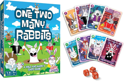 14 7+ Happy Camper - One Two Many Rabbits - A Wild & Harey Card Game | Perfect Easter Basket Stuffers for Kids | Great