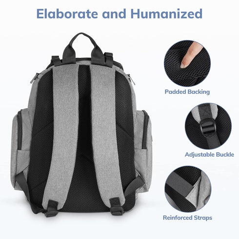 Backpack, 4 Mancro Diaper Bag Large Multifunction Waterproof Travel Baby Changing Bag for Dad Mom with Insulated