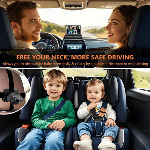 YIMU 720P, Setup, 360 (KB40 4.3 inch) Baby Car Camera for Backseat: Rear-Facing Infant Back seat Camera Baby with HD