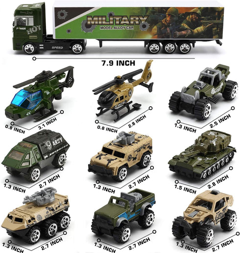 26 Set(2 1), Pcs Military Truck with Soldier Men in Mini Die-cast Battle Car in Carrier Truck, Army Toy Double Side