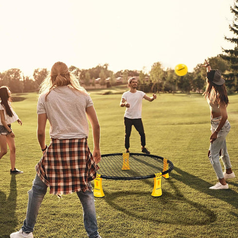 Funeslaball Roundnet Game Set with 3 Balls Kit and Carrying Bag, Beach Lawn Ball Game for Adults and Family, Indoor