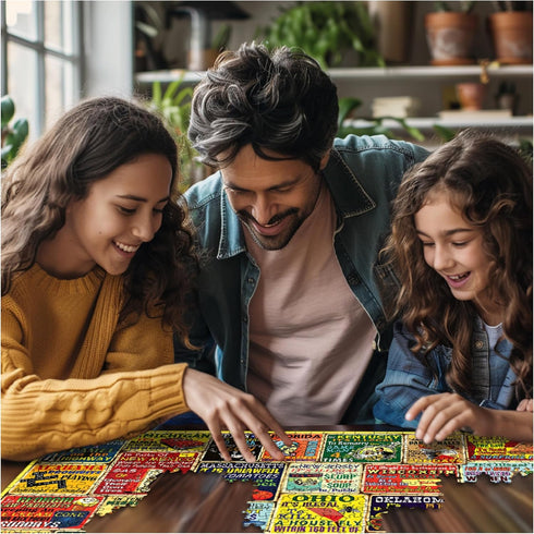 1000 24"x30" White Mountain Piece Jigsaw Puzzle Funny Rules Collage Puzzles with Large Pieces Gift for Adults