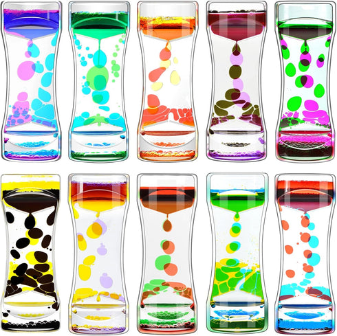 FKYTION Liquid Motion Bubbler Timer Pack of 10 Great Desktop Colorful Hourglass Liquid