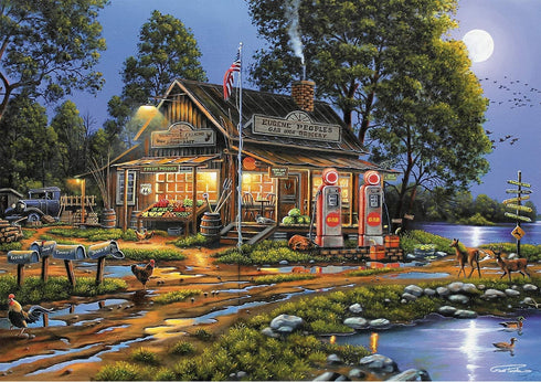 Buffalo Games Eugene's Gas & Grocery 500 Piece Jigsaw Puzzle, Multicolor, 21.25"L x 15"W