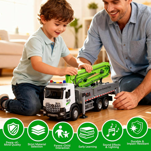 Playset 3 4 5 6 7 8 Cement Concrete Pump Truck Toy - Extendable Concrete Boom Pump Construction Trucks Site Building