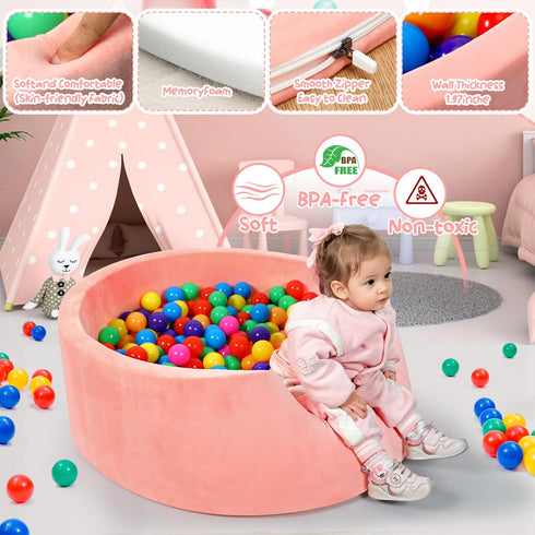 35.4"x 11.8" Foam Baby Ball Pit, Ball Pits for Toddlers, Soft Round Kiddie Playpen Ball Pool for Kids with Soft Memory