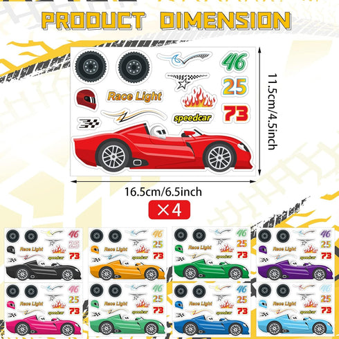 36 Geyee Sheets Car Stickers for Your Kids Make Your Own Stickers Car Themed Birthday Party Decor Racing Gifts Party