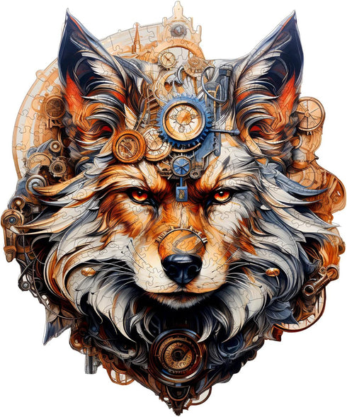 Wooden Puzzles for Adults - Mechanical Gearwolf Wooden Jigsaw Puzzle - Unique