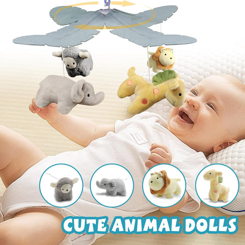 Baby Crib Mobile with Music and Lights for Boys Musical Mobile Animals for Crib Bassinet Girls Toys Hanging Portable