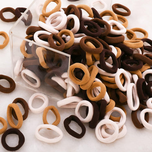 Qarwayoc 1 Inch, 4 Mini Hair Ties for Girls, Toddlers and Infants - Tiny No Damage Ponytail Holders and Bands (Diameter