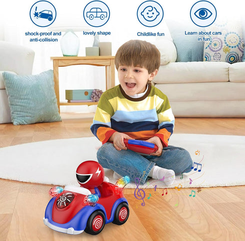 3-7 NQD Remote Control Car for Toddlers, RC Cars with Music and Lights, ABS Material RC Cartoon Race Car Toys for Kids