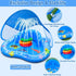 Swimming iGeeKid Baby Play Mat with Sprinkler, Inflatable Baby Pool Float with Canopy Backrest & Stackable Rings Water