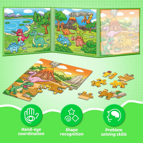 Magnetic Puzzles for Toddlers 3-5, 36 Pieces Dinosaur Toys, Learning Educational Games