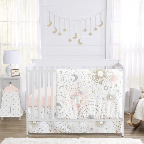 Tummy Sweet Jojo Designs Blush Pink, Gold and Grey Star and Moon Playmat Time Baby and Infant Play Mat for Celestial