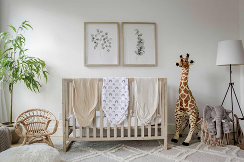 3 Set 100% Set 28x52x9 NODNAL CO. Fitted Crib Sheets Rainbow & Solid Colors - Oeko-TEX Cotton for Baby Girl/Boy Nursery