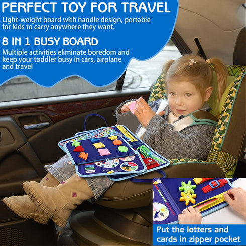 Esjay Toddler Busy Board Montessori Toys for Boys, Sensory Book Educational Activities for Learning Fine Motor Skills