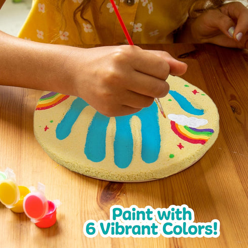 Made By Me! DIY 7-inch Handprint Stone Kit - Sand Dough Sculpt & Paint Creations, Mess-Free Keepsake Gift for Kids Ages
