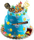 Charniol 32 Pcs Pirate Ship Cake Topper Nautical Sailboat Model Decoration Set Gold
